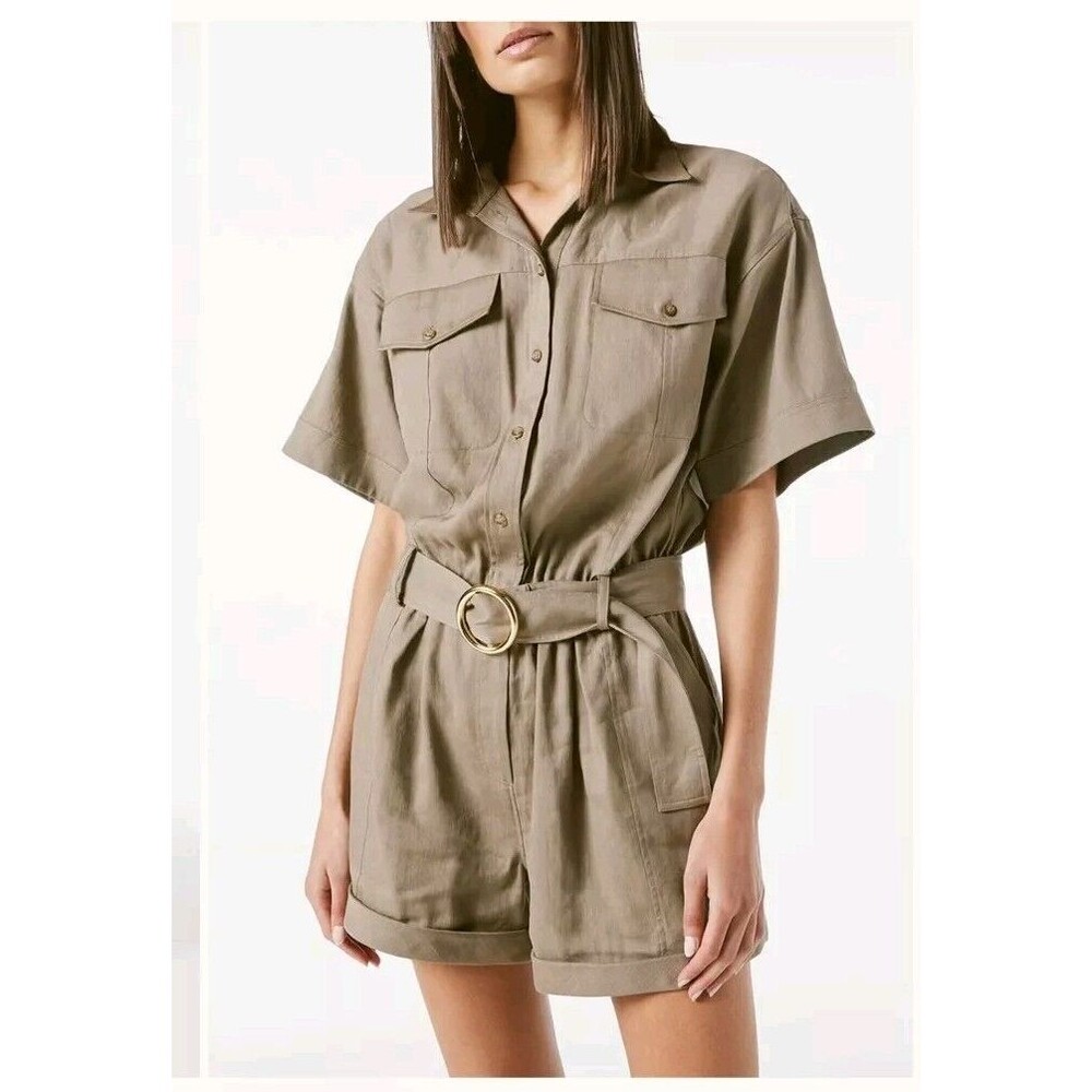 Frame Denim Khaki Button-Up Romper - image 1